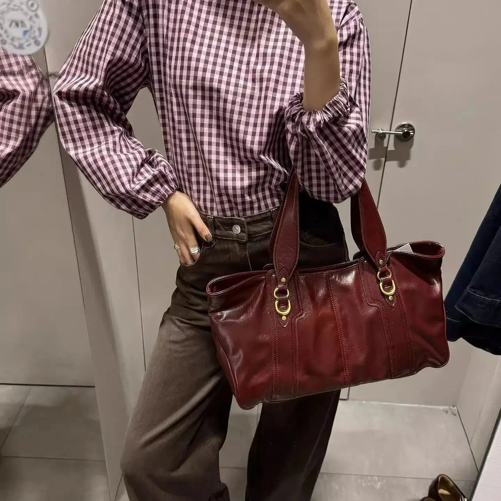 Ring-Detail Shoulder Tote Bag