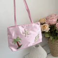 Tropical Applique Shoulder Tote