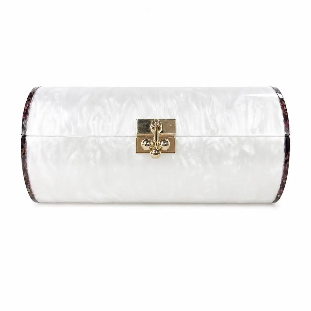 Marbled Cylinder Clutch Bag