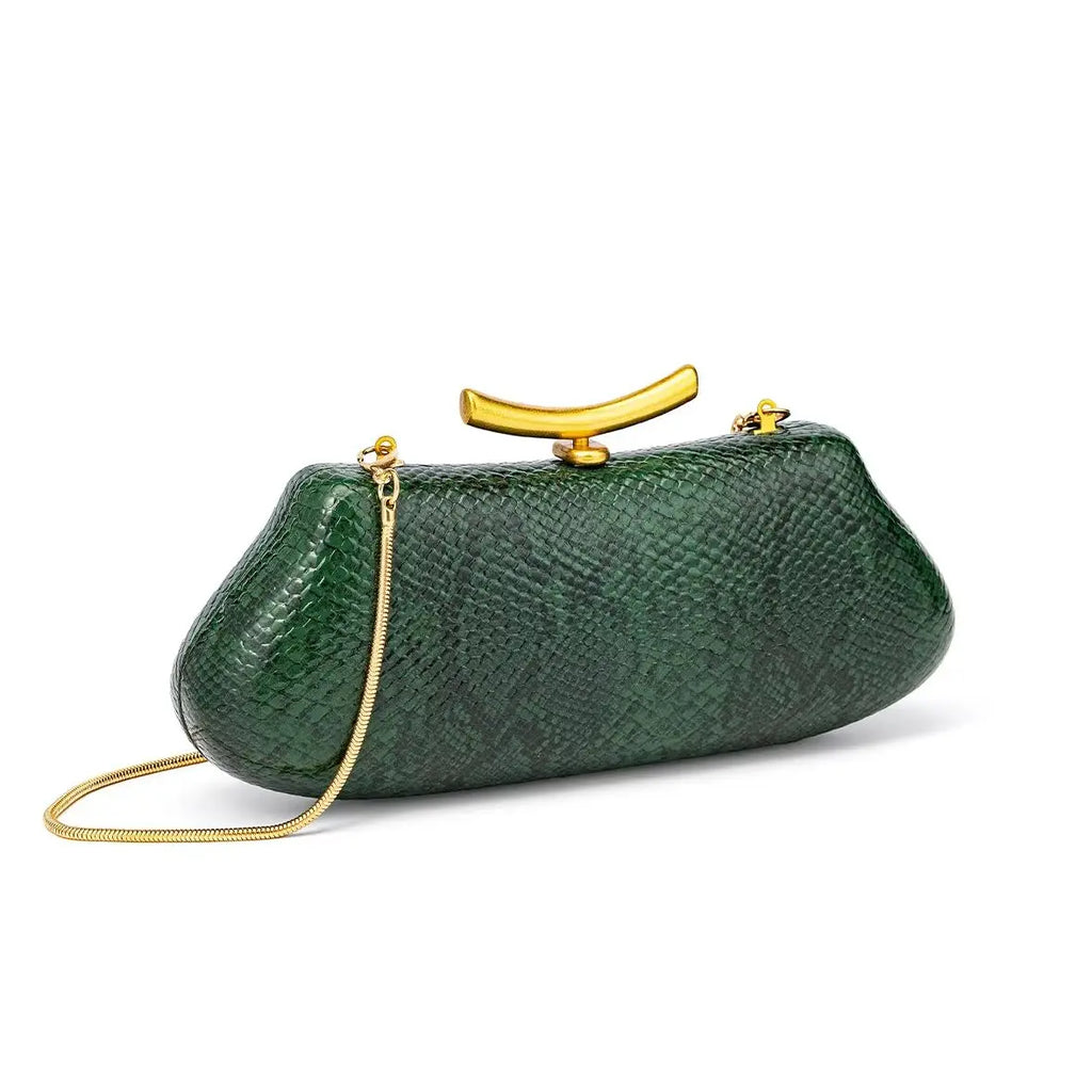 Snake-Effect Frame Evening Clutch