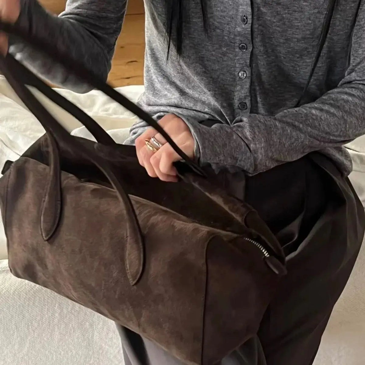 Curved Top Bowling Handbag