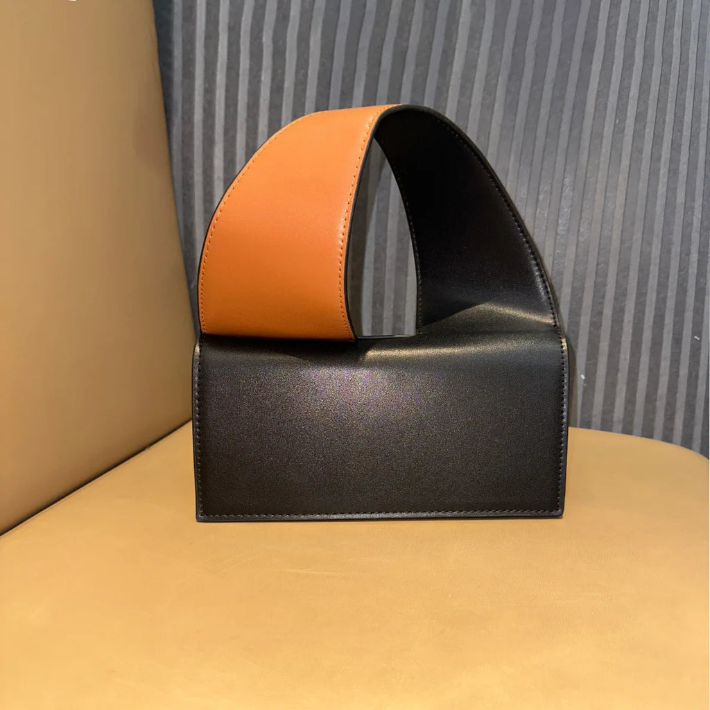 Triangular-Handle Structured Handbag