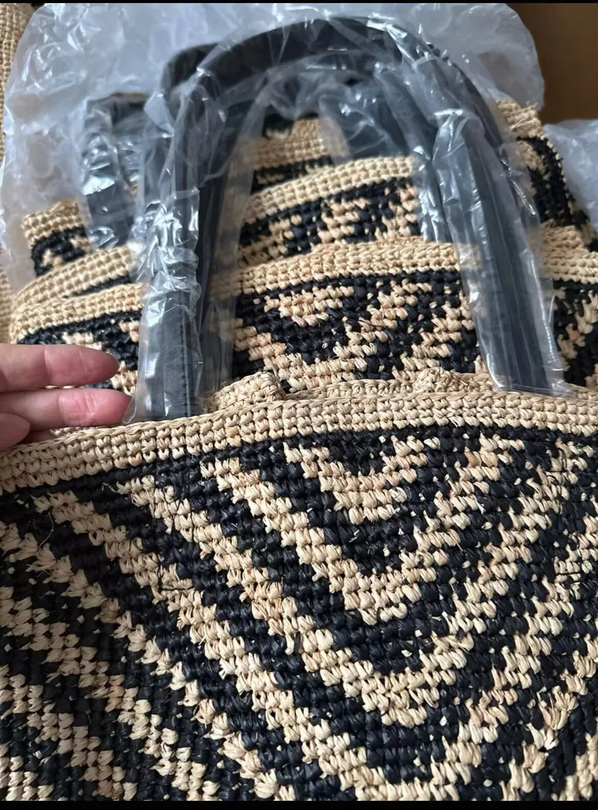 Geometric Woven Tote Bag