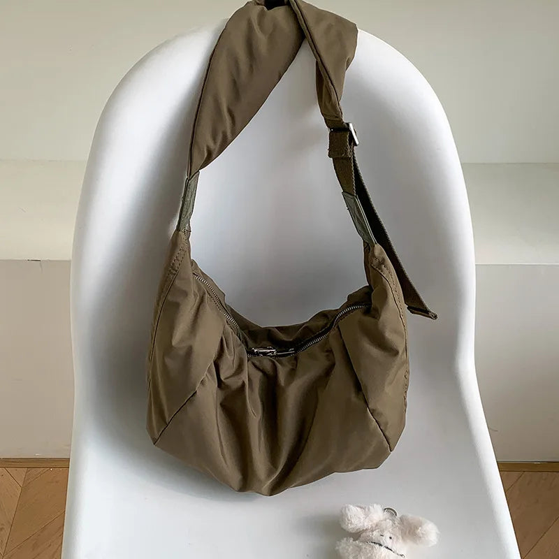 Ruched Crescent Shoulder Bag
