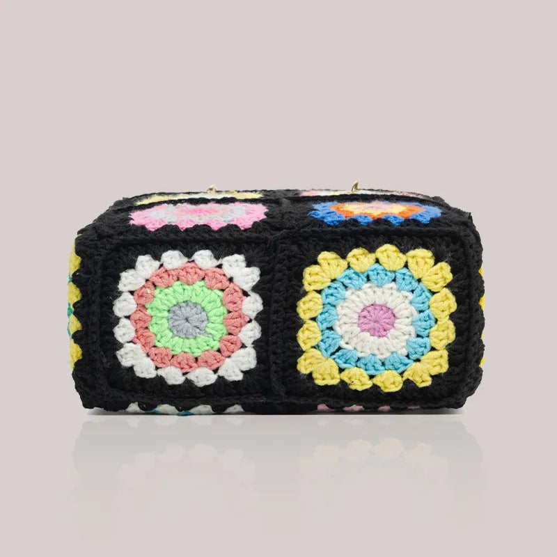 Floral-Square Woven Handbag