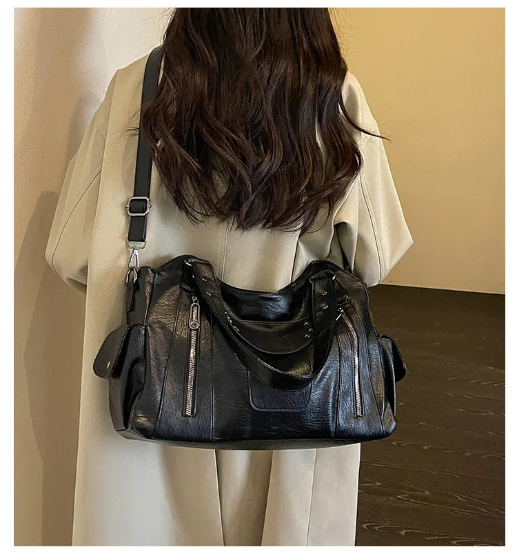 Zip-Pocket Shoulder Bag