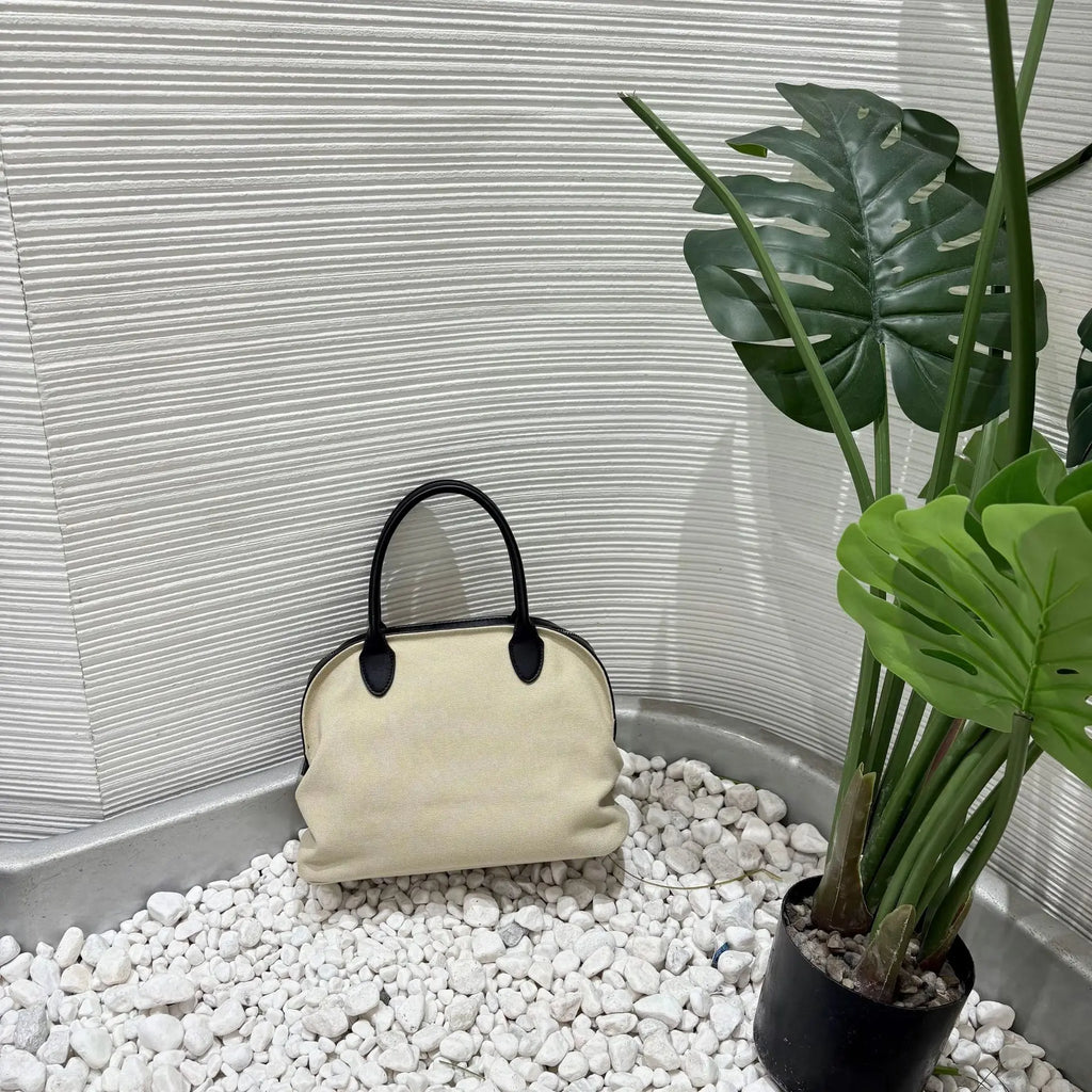 Contrast-Handle Top-Handle Bag