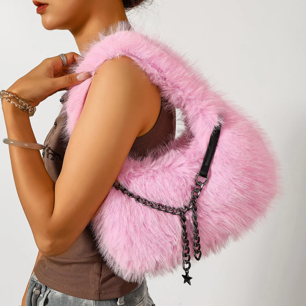 Plush Crescent Shoulder Bag