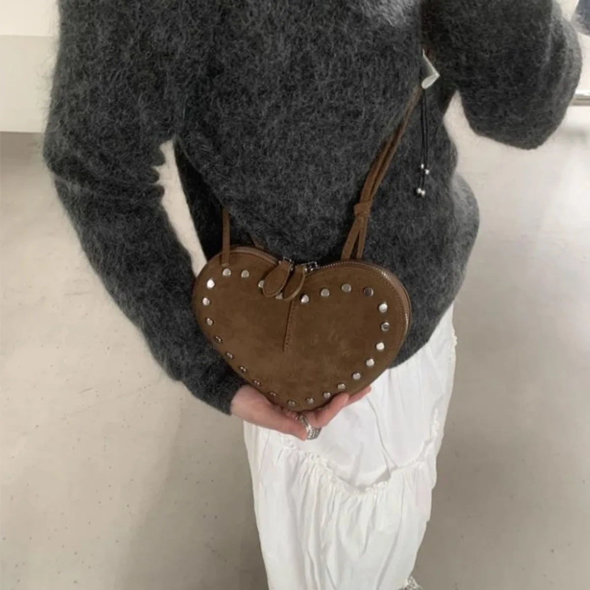Studded Heart Crossbody Bag