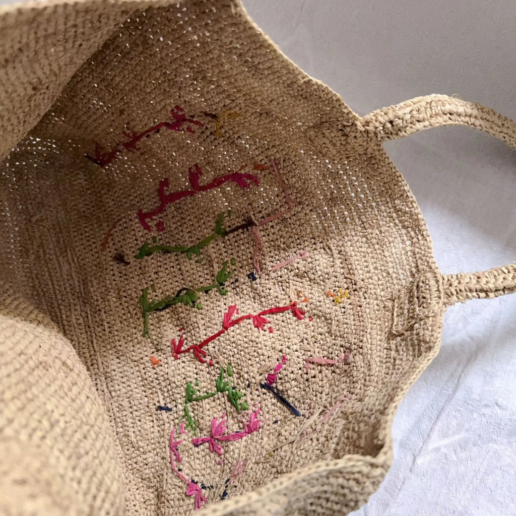 Floral Woven Tote Bag
