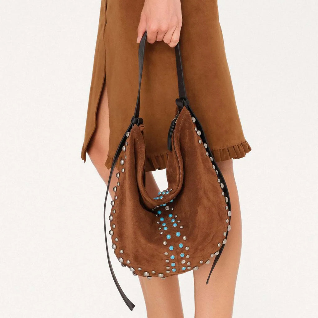 Studded Crescent Shoulder Bag