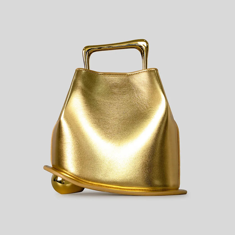 Rectangular-Handle Sculpted Handbag