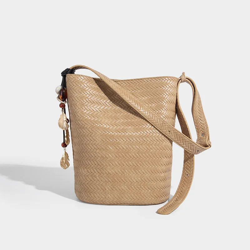 Woven Bucket Shoulder Bag