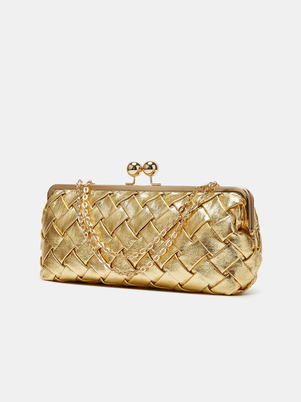 Woven Kiss-Lock Chain Bag
