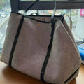 Contrast-Trim Soft Tote Bag