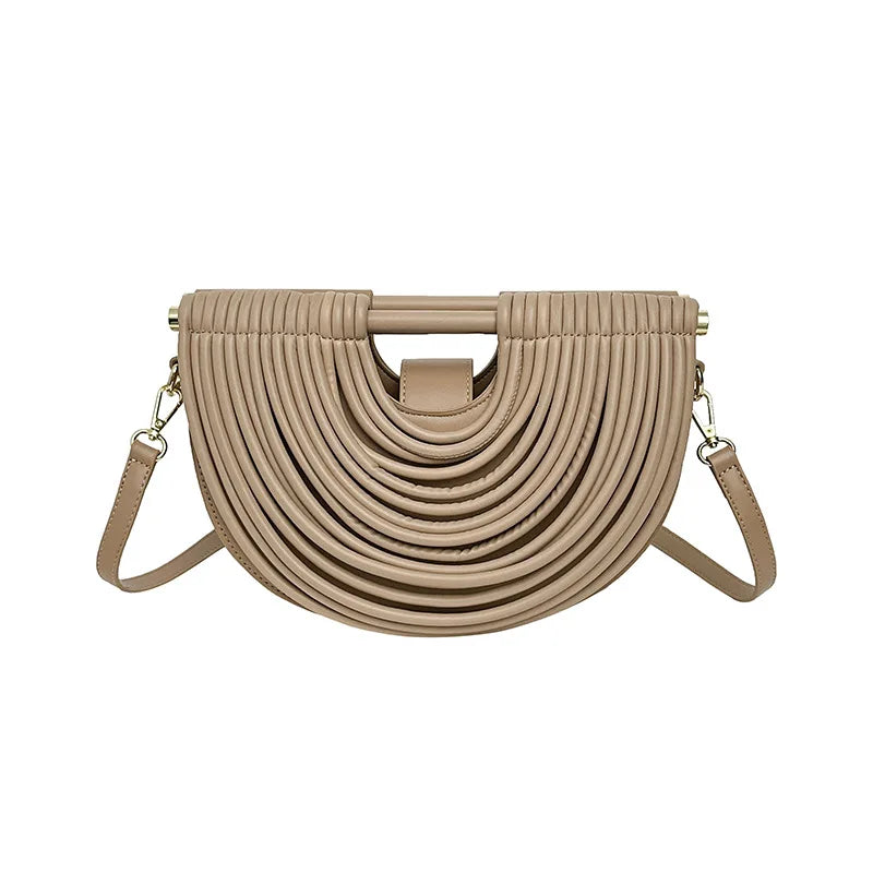 Ribbed Half-Moon Clutch Bag