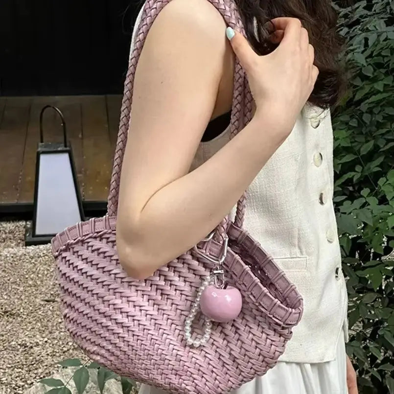 Woven Crescent Shoulder Bag