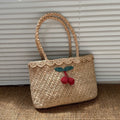 Cherry Applique Woven Tote