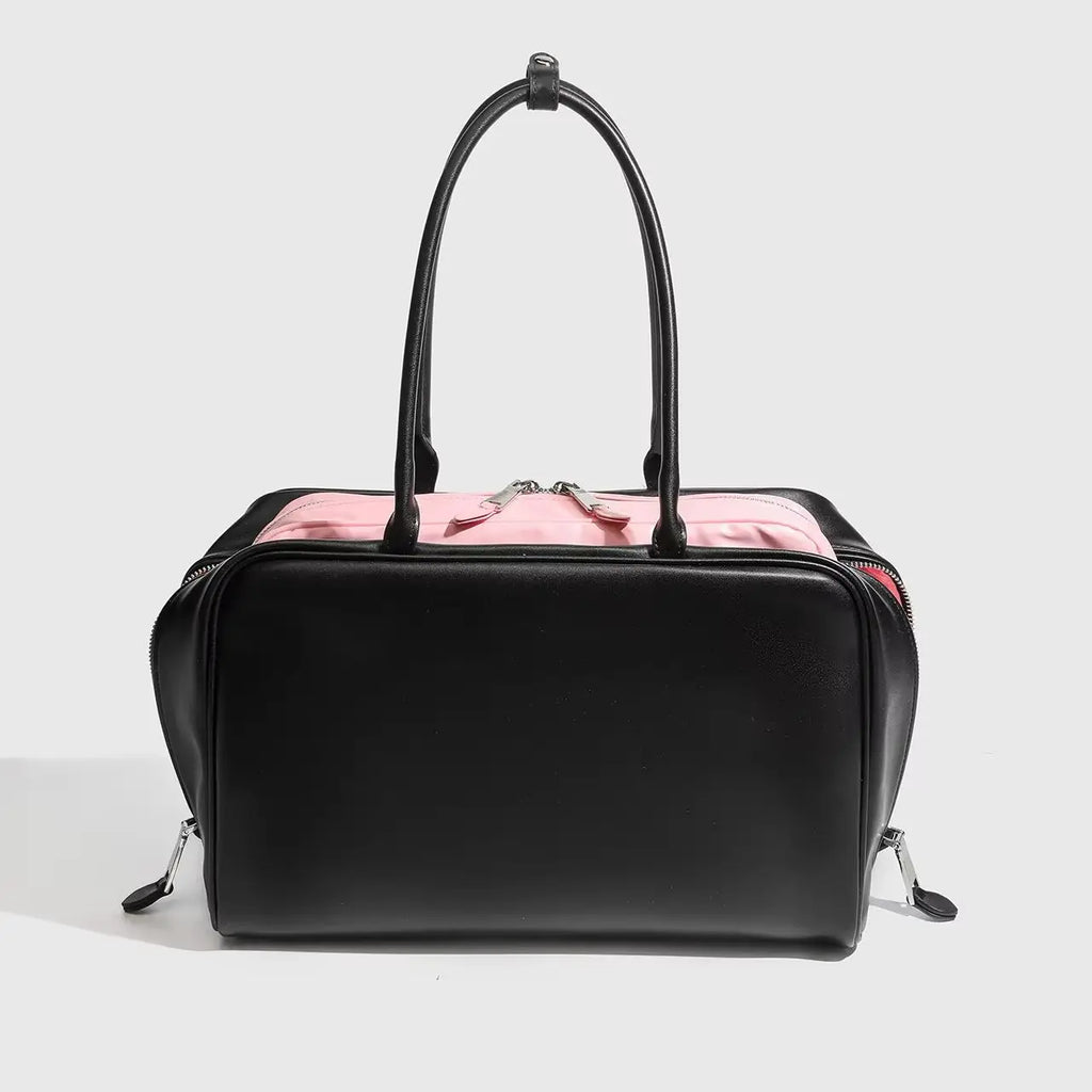 Zip-Top Rectangular Shoulder Bag