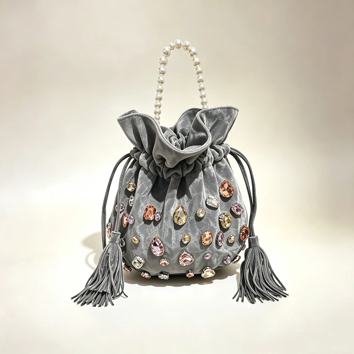 Embellished Drawstring Bucket Bag