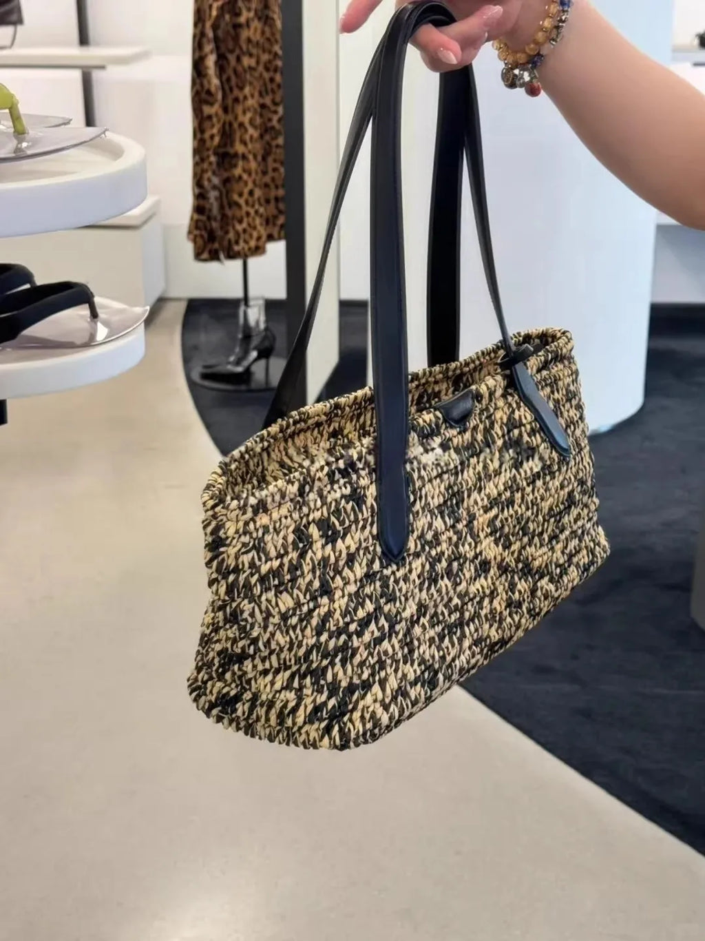 Woven Rectangular Shoulder Bag