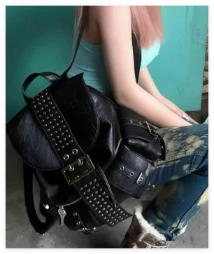 Studded Buckle Flap Backpack