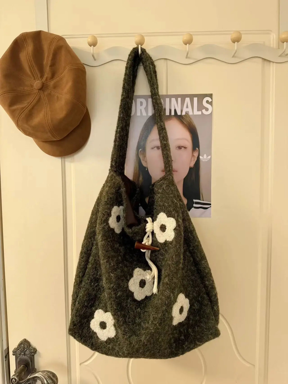 Floral Plush Shoulder Bag