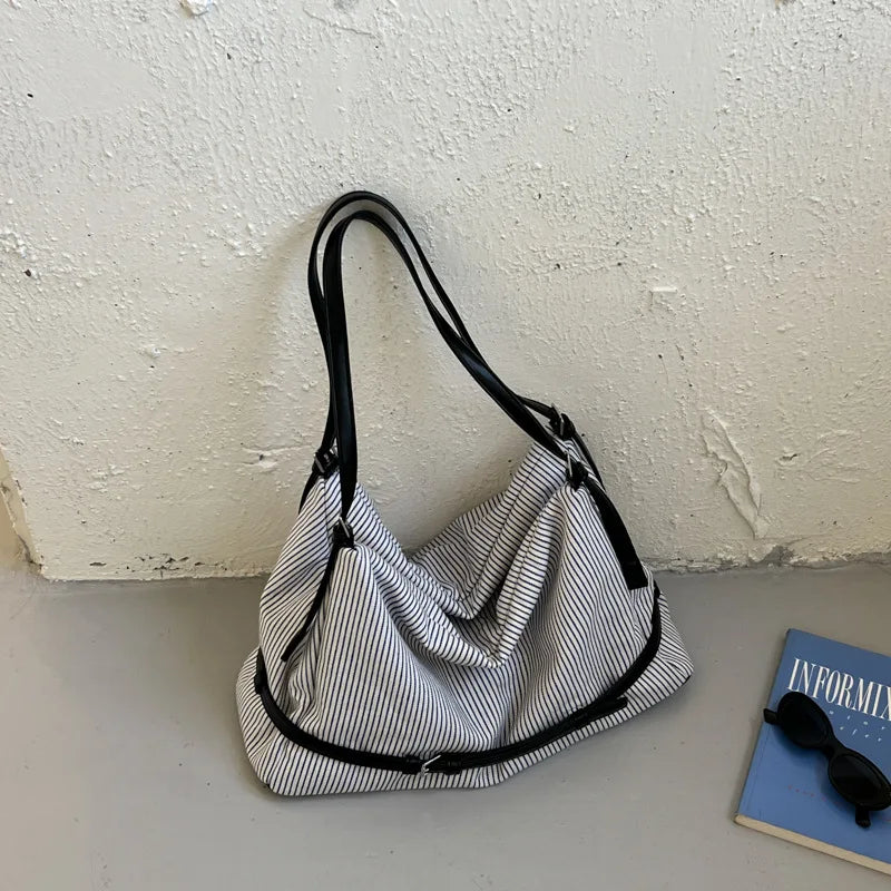 Striped Slouchy Shoulder Bag