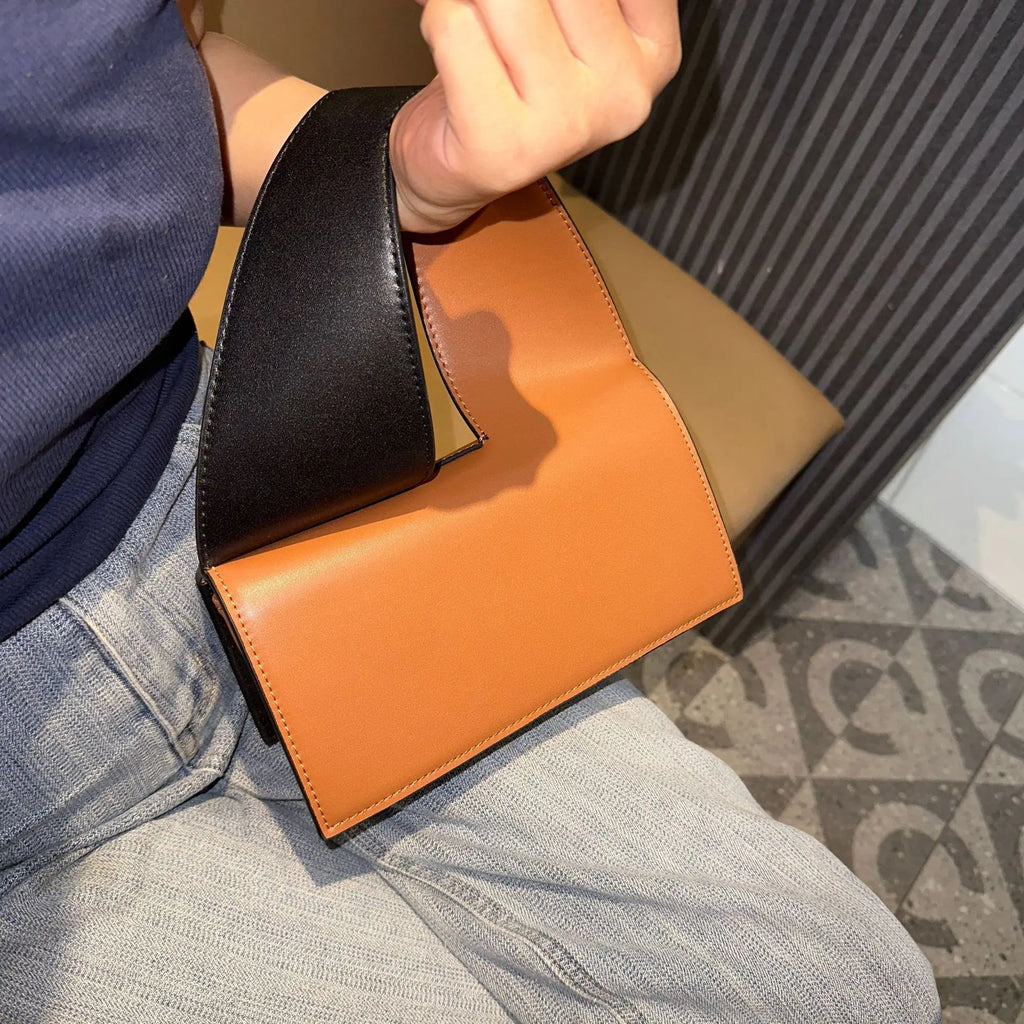 Triangular-Handle Structured Handbag