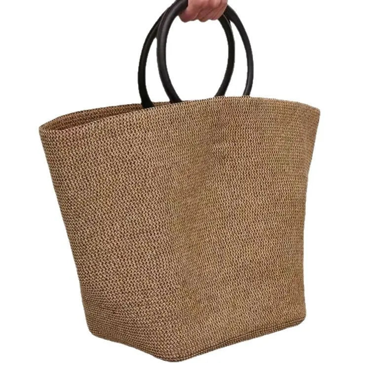 Woven Ring-Handle Tote Bag