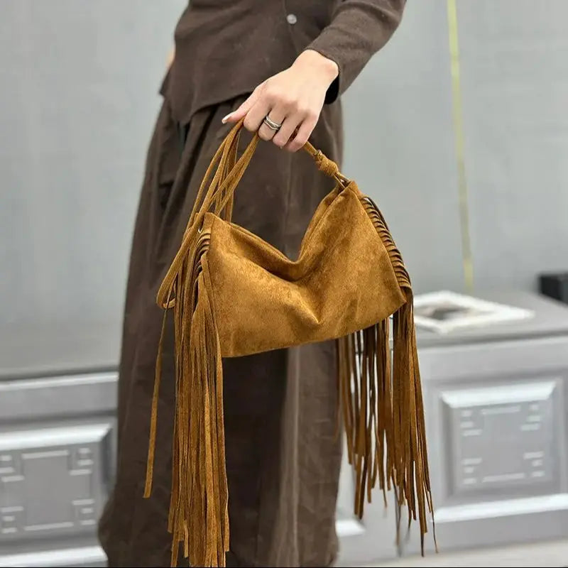 Fringe Crescent Shoulder Bag