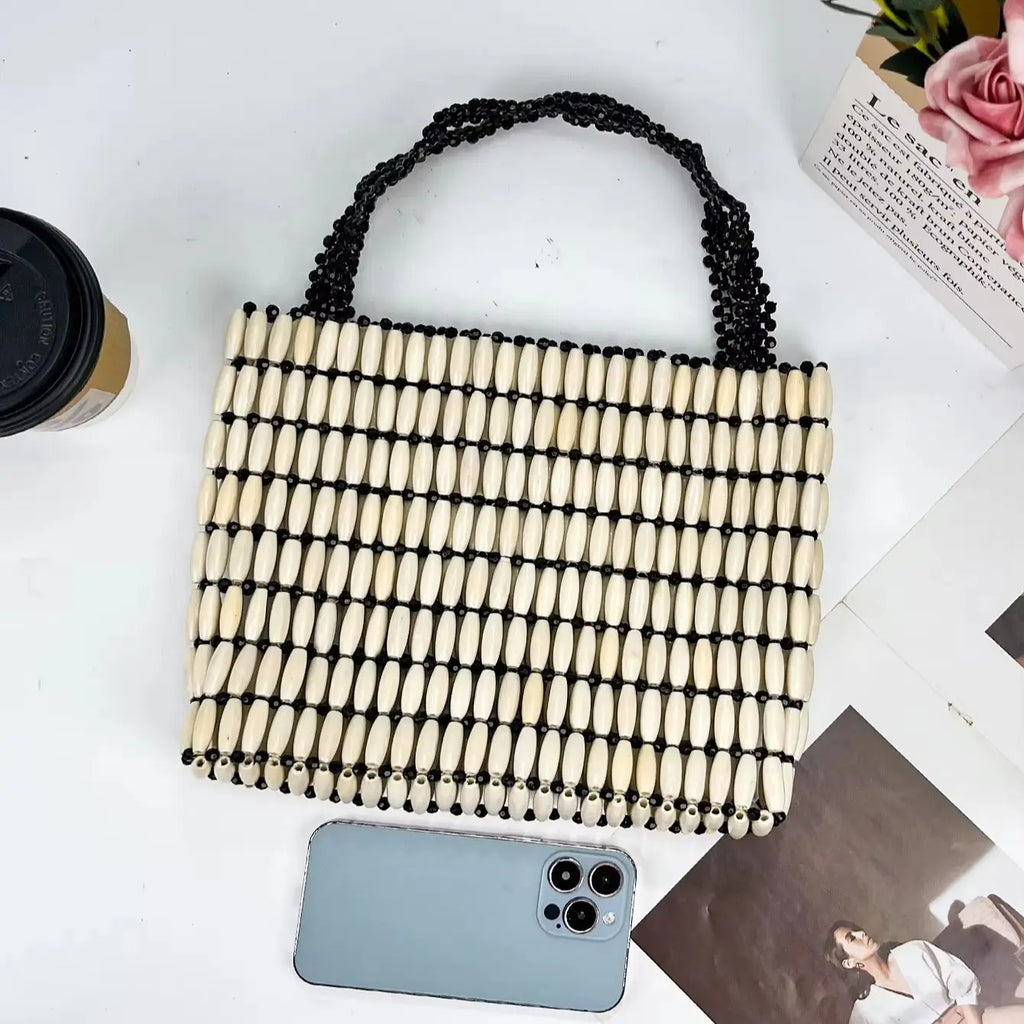 Beaded Rectangular Tote Bag