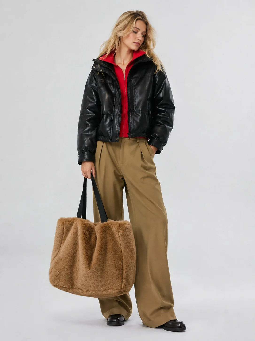 Plush Shoulder Tote Bag