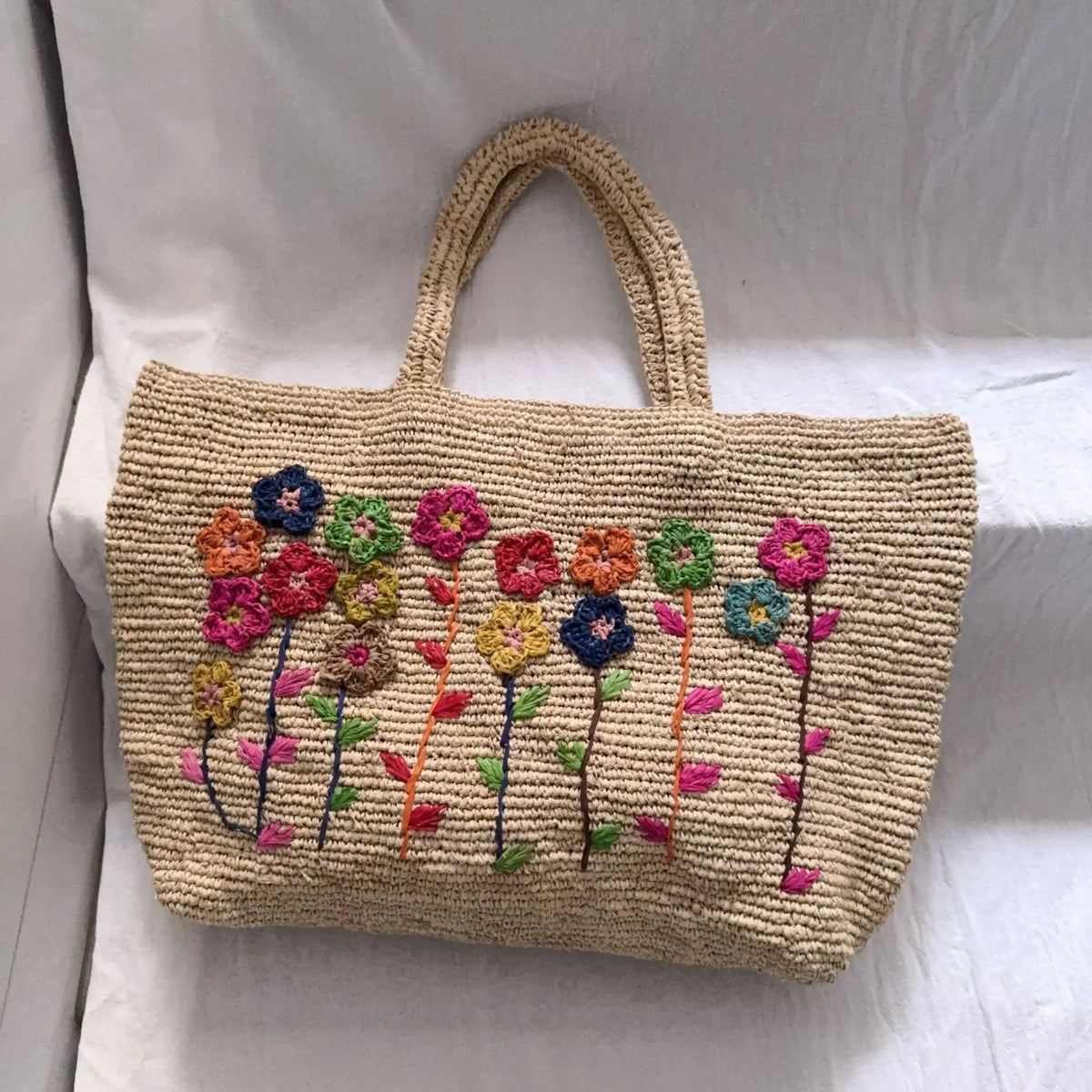 Floral Woven Tote Bag