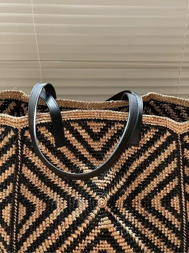 Geometric Woven Tote Bag