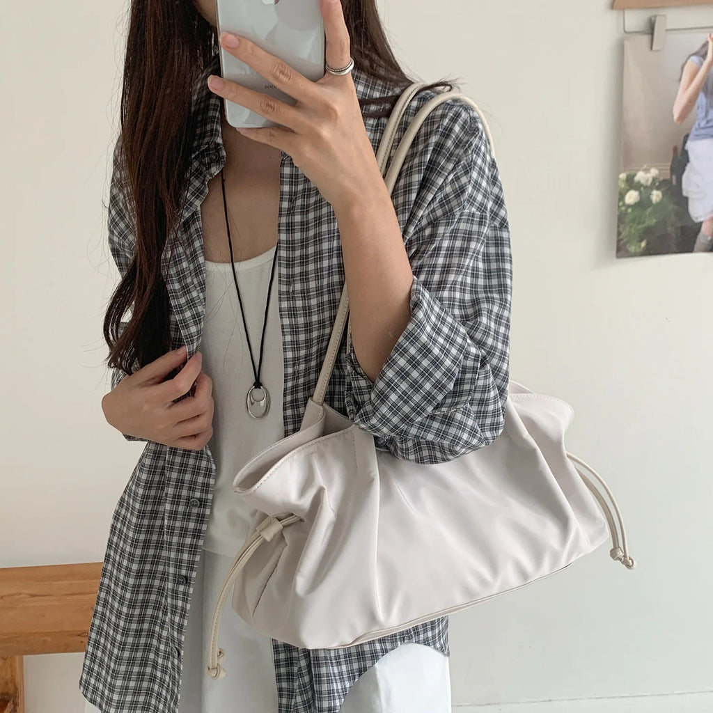 Drawstring Slouchy Shoulder Bag