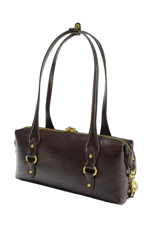 Chain-Trim Rectangular Shoulder Bag