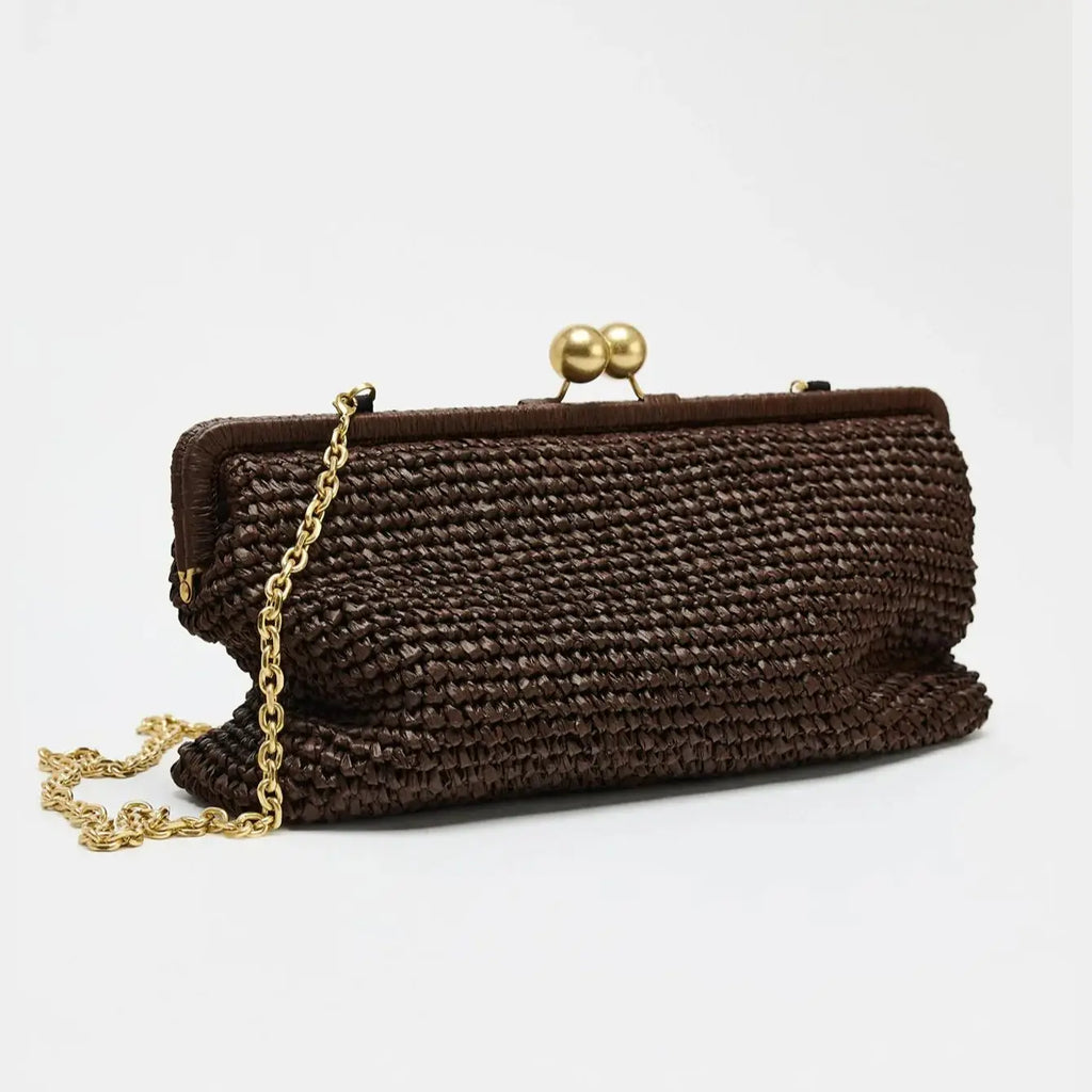 Woven Kiss-Lock Clutch