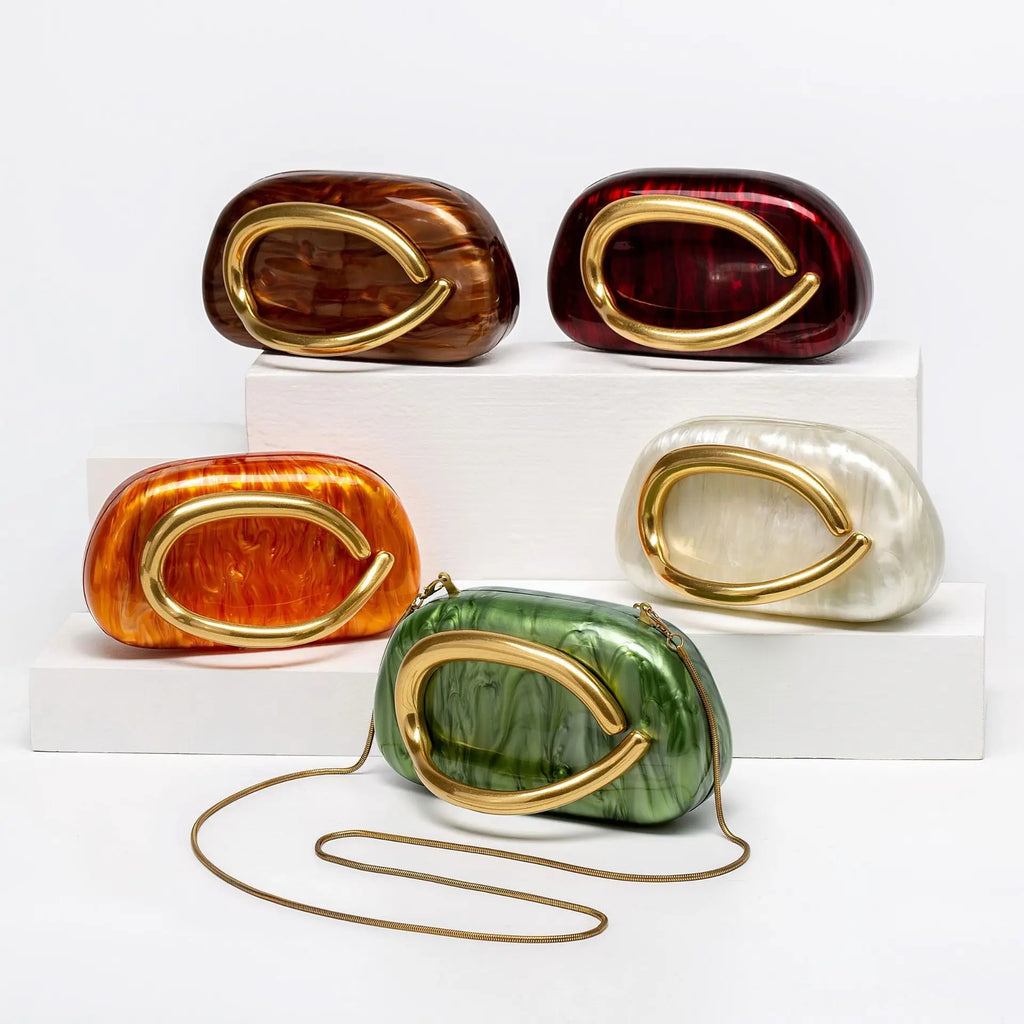 Oval-Accent Evening Clutch