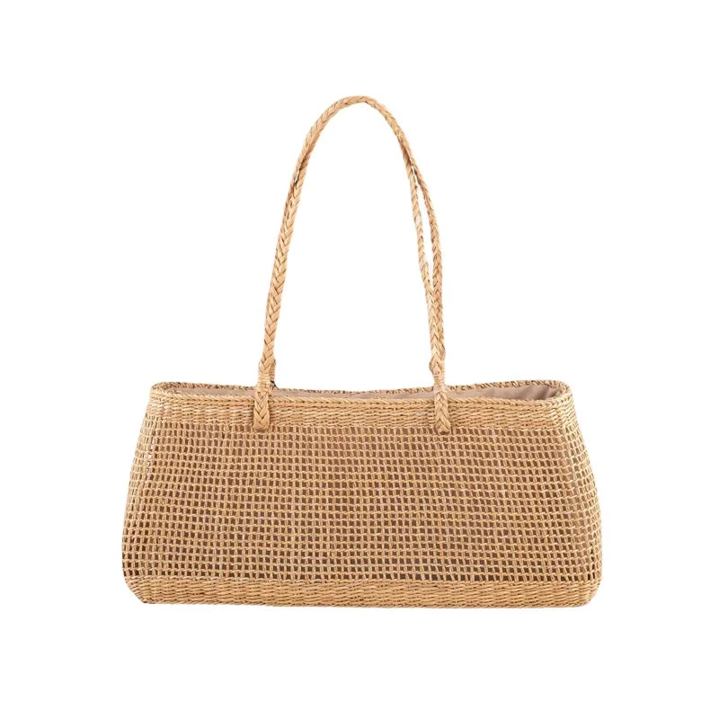 Open-Weave Rectangular Tote Bag