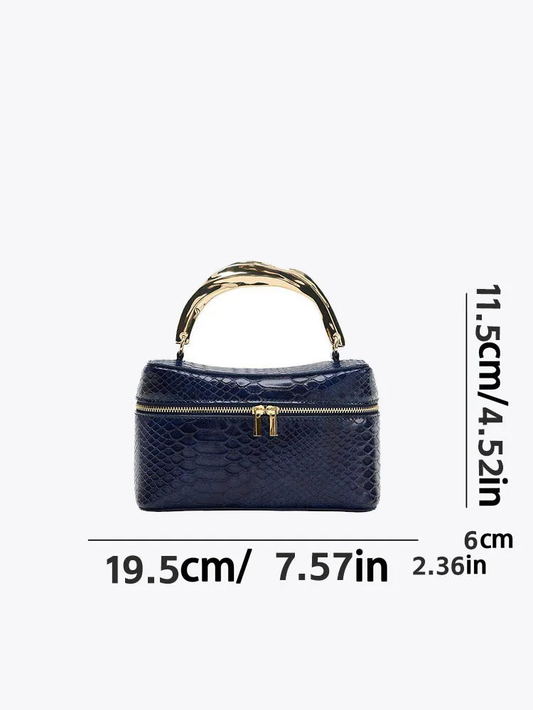 Embossed Box Top-Handle Bag