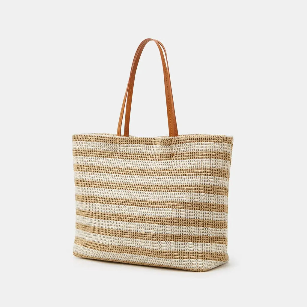Striped Woven Tote Bag
