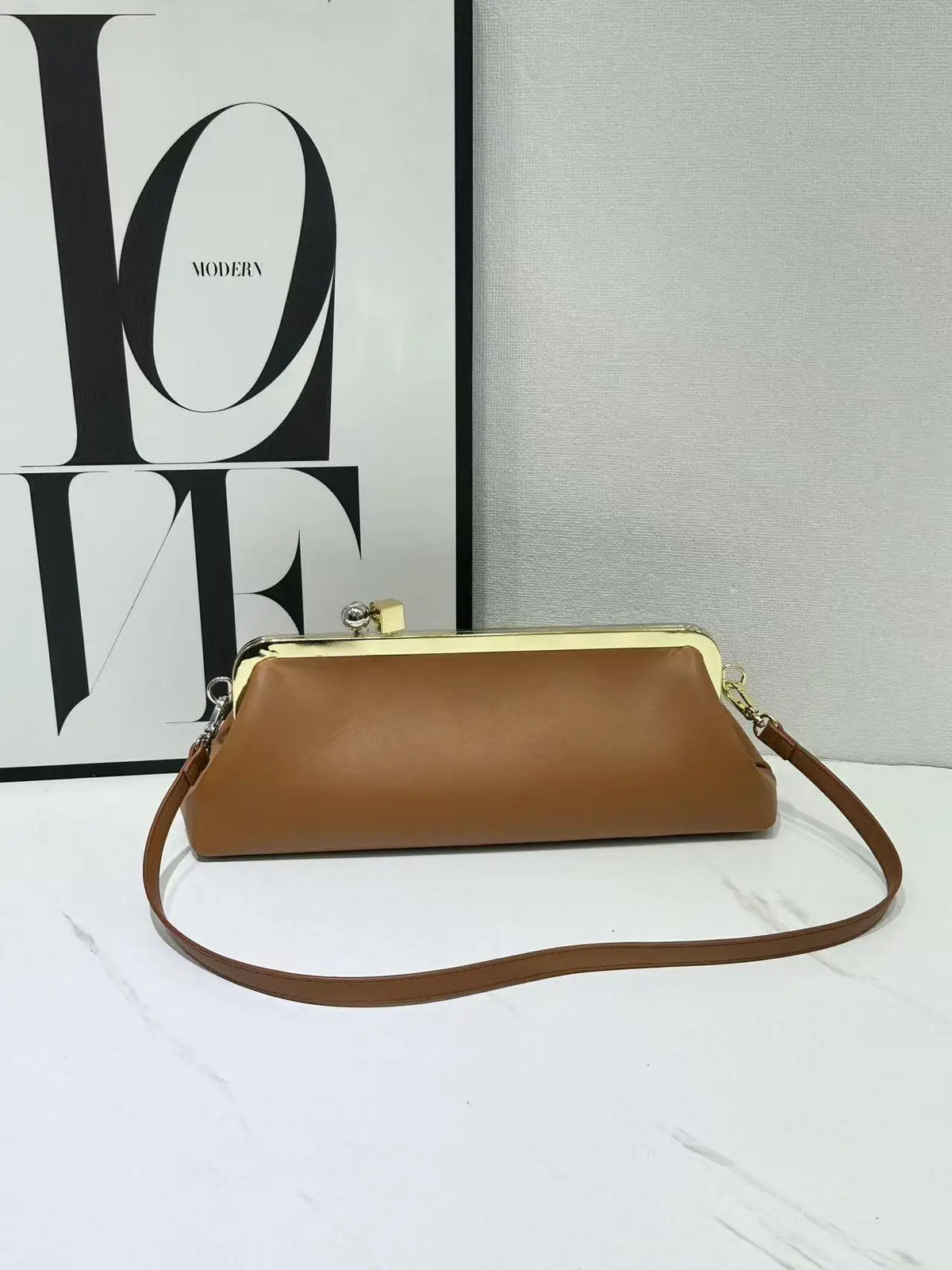 Croc-Embossed Frame Shoulder Bag