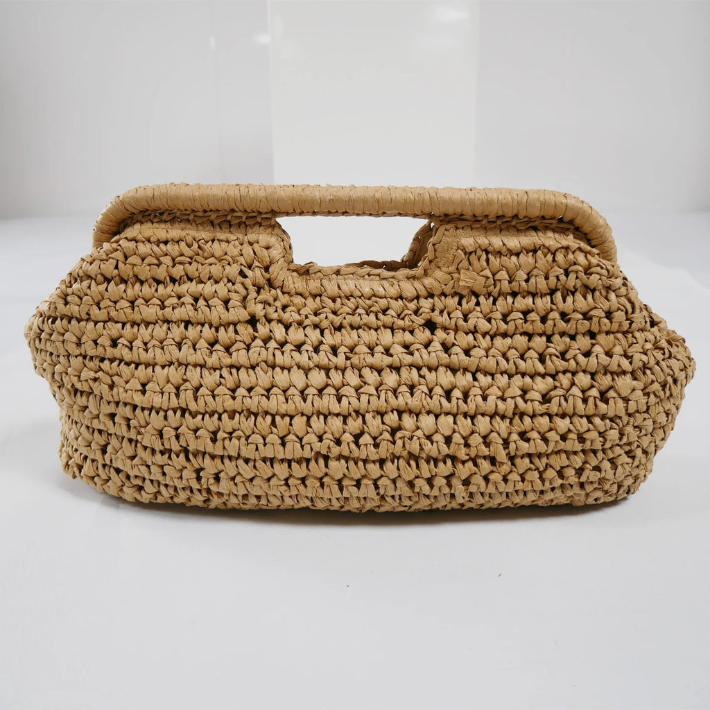 Woven Cutout-Handle Handbag