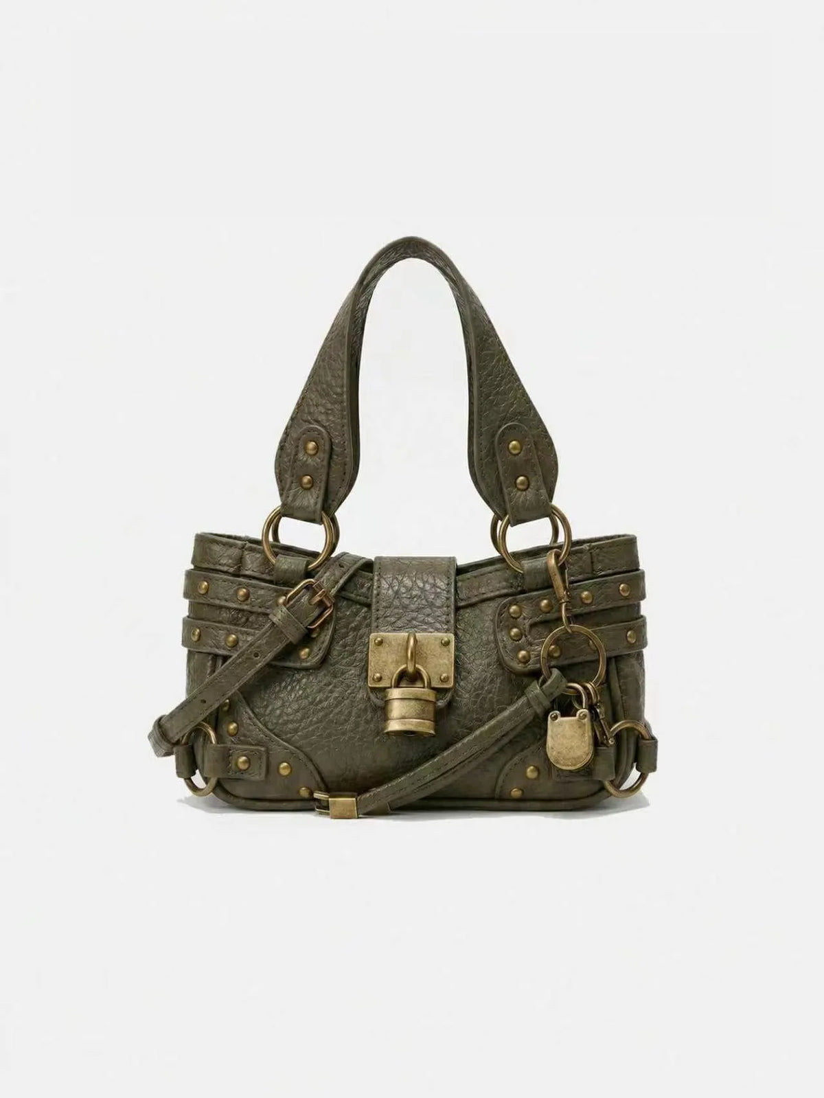 Studded Lock Top-Handle Bag