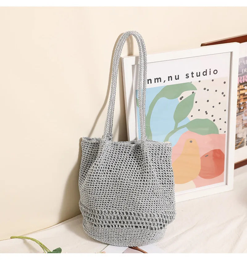 Woven Bucket Shoulder Bag
