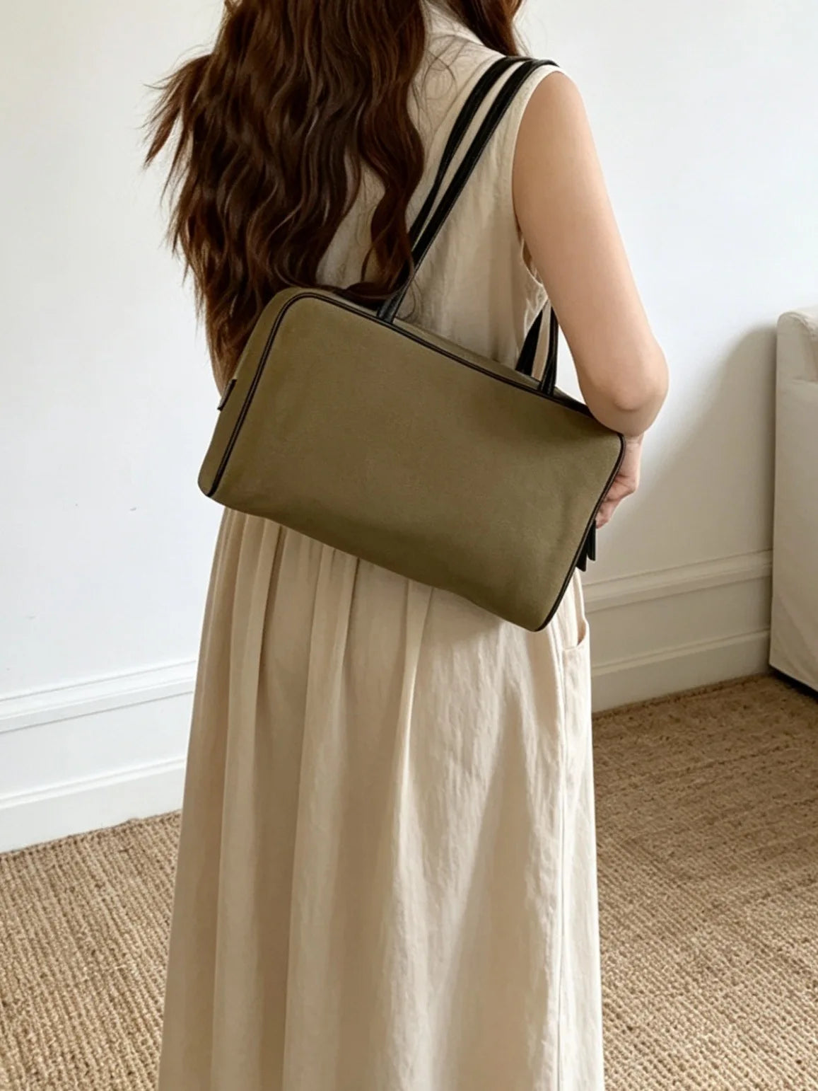 Rectangular Zip Shoulder Bag