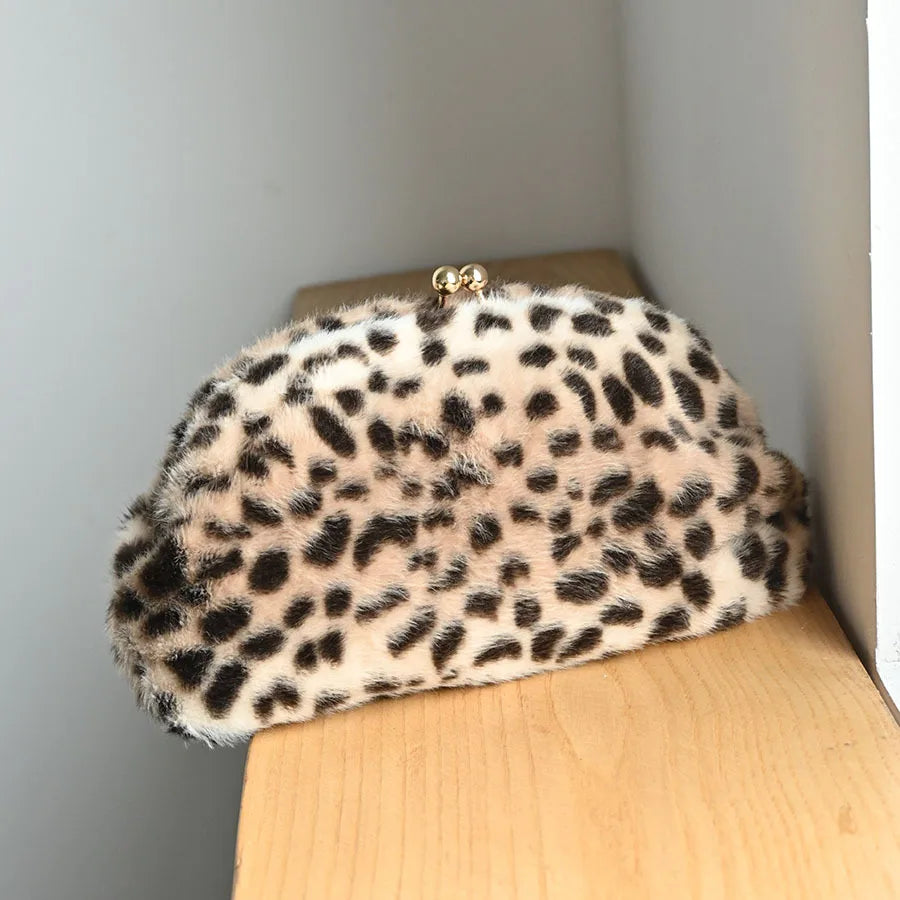 Leopard-Print Plush Clutch