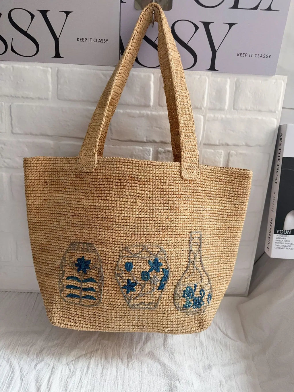 Patterned Woven Tote Bag