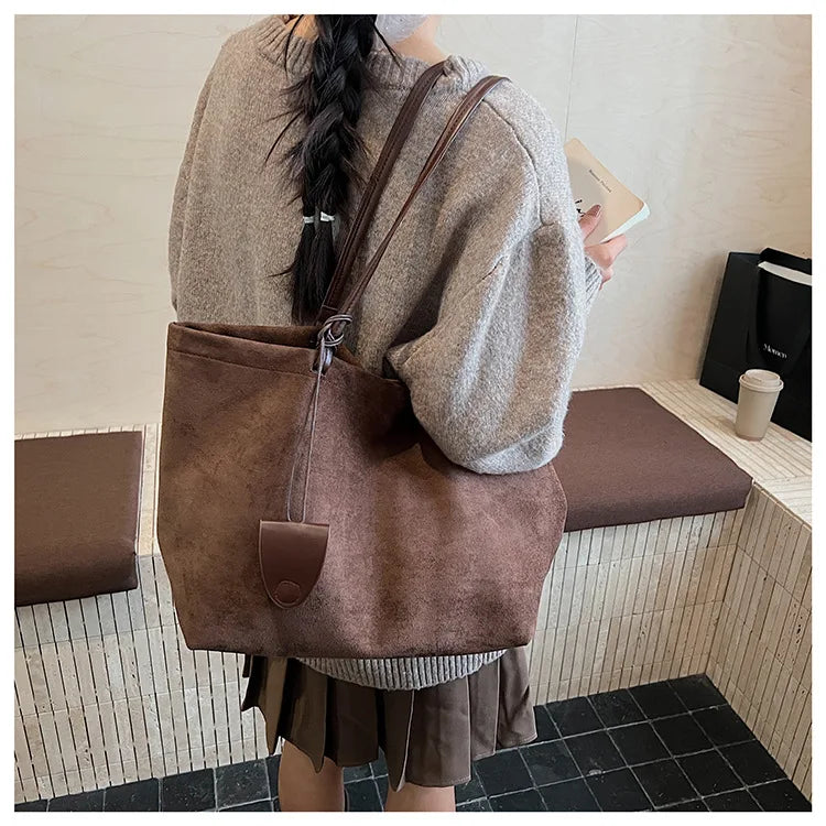 Textured Shoulder Tote Bag